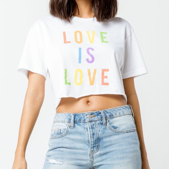 Full Tilt Tops - 3 for $15 Love is Love Crop Tee